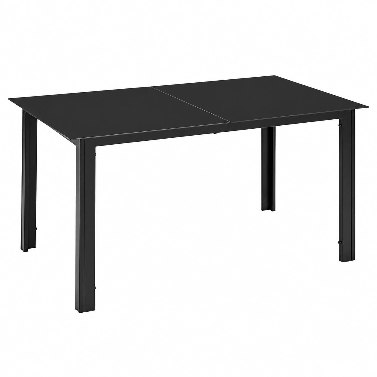 Outsunny Wetterfester Gartentisch aus Aluminium mit Glasplatte, ideal für 6 Personen, Schwarz