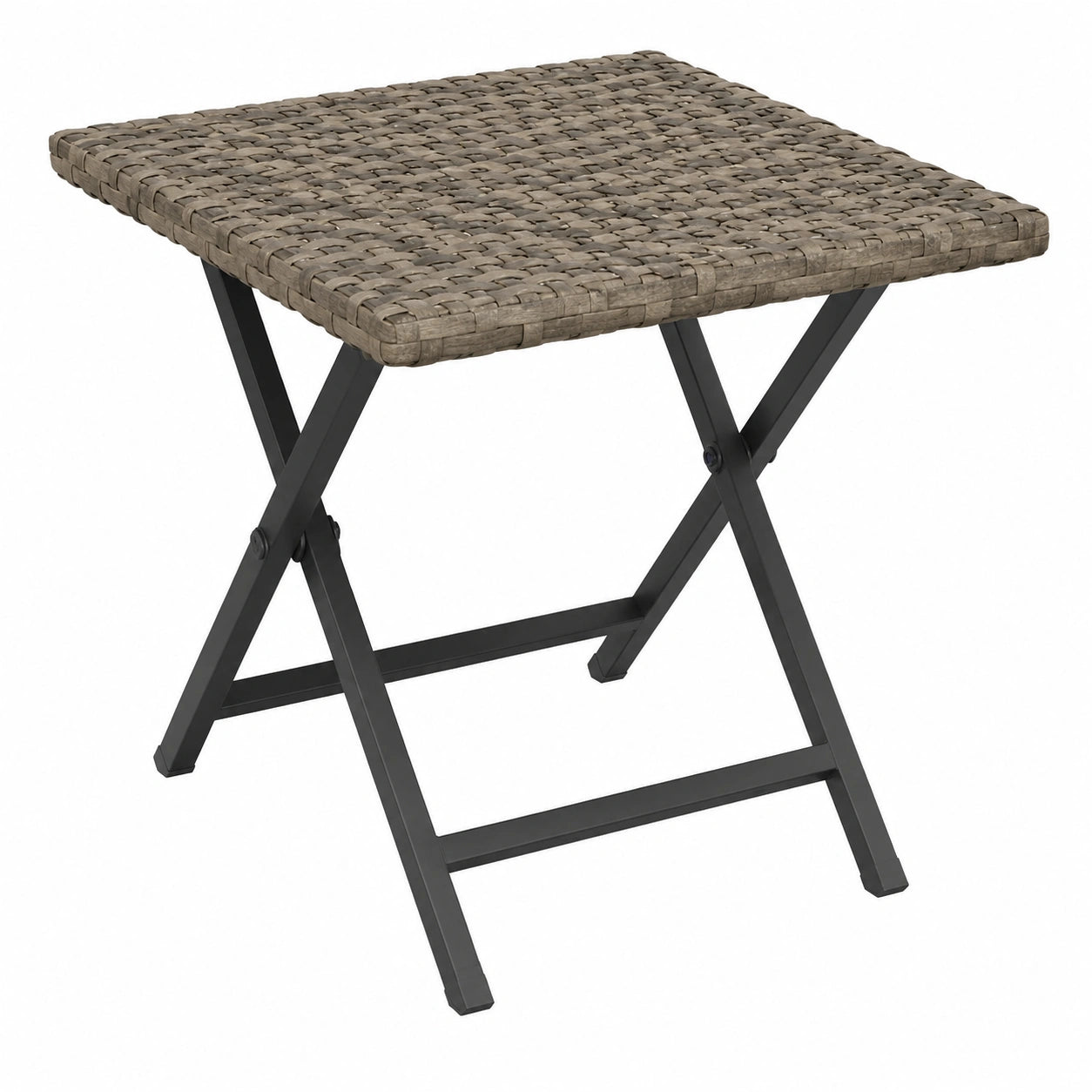 Hochwertiger Klapptisch aus Poly-Rattan für Garten und Terrasse, grau