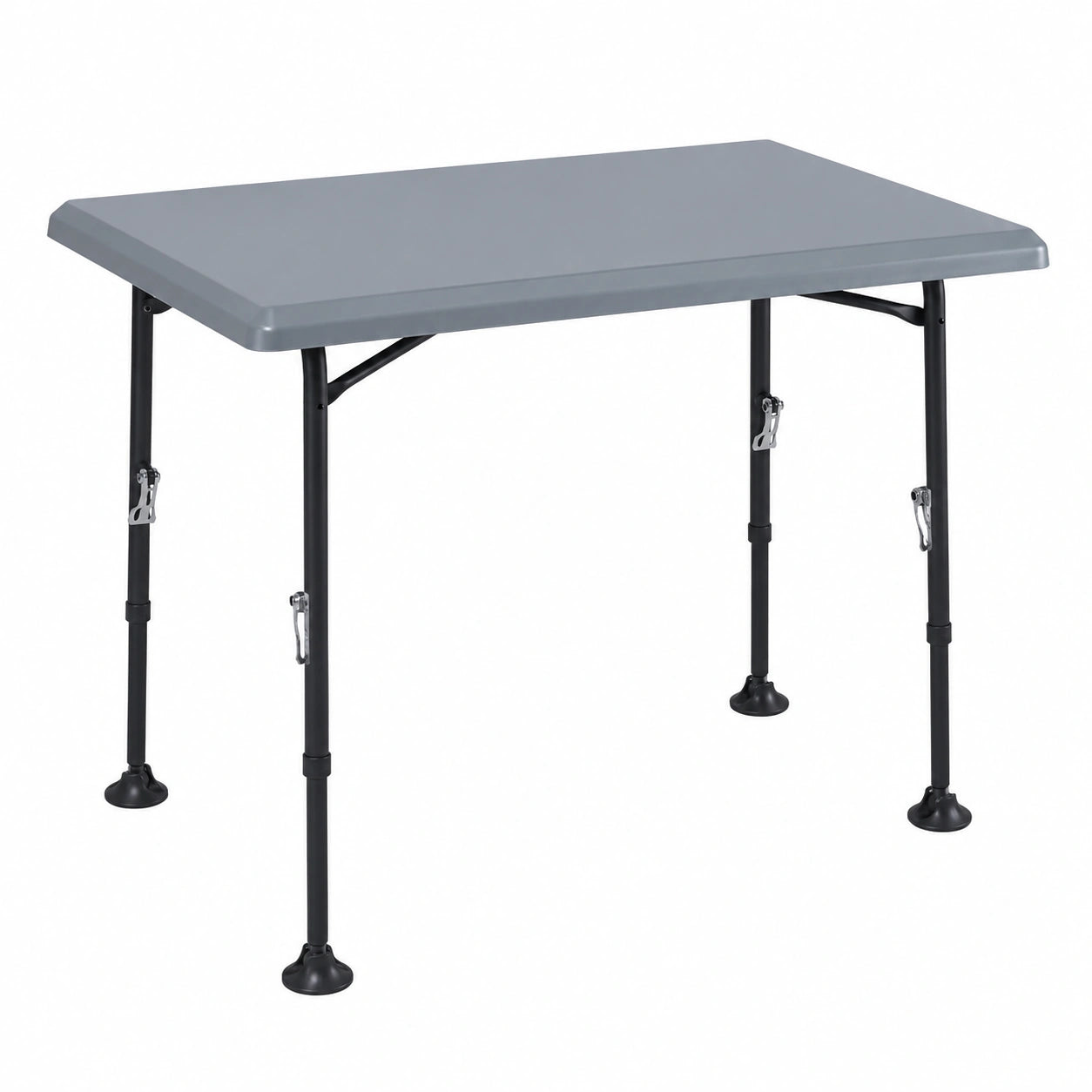 Kompakter Höhenverstellbarer Campingtisch 100x68cm für 4-6 Personen, Wetterfest & Stabil, Grau