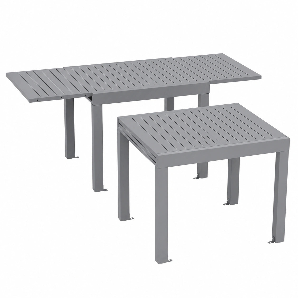 Devoko Ausziehbarer Gartentisch, Aluminium, Wetterfest, 80/160 x 75cm, Silbergrau
