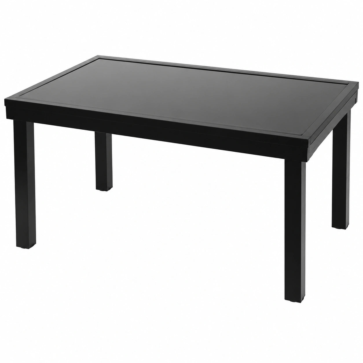 ib Style Ausziehbarer Gartentisch Diplomat XXL, 135-270 cm, Aluminium, Sicherheitsglas, Schwarz