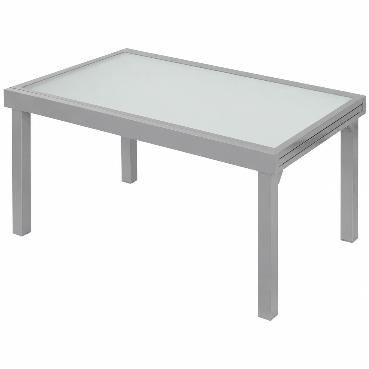 Erweiterbarer Gartentisch Diplomaten XXL aus Aluminium und Sicherheitsglas, 135-270 cm, für den Außenbereich, Silber