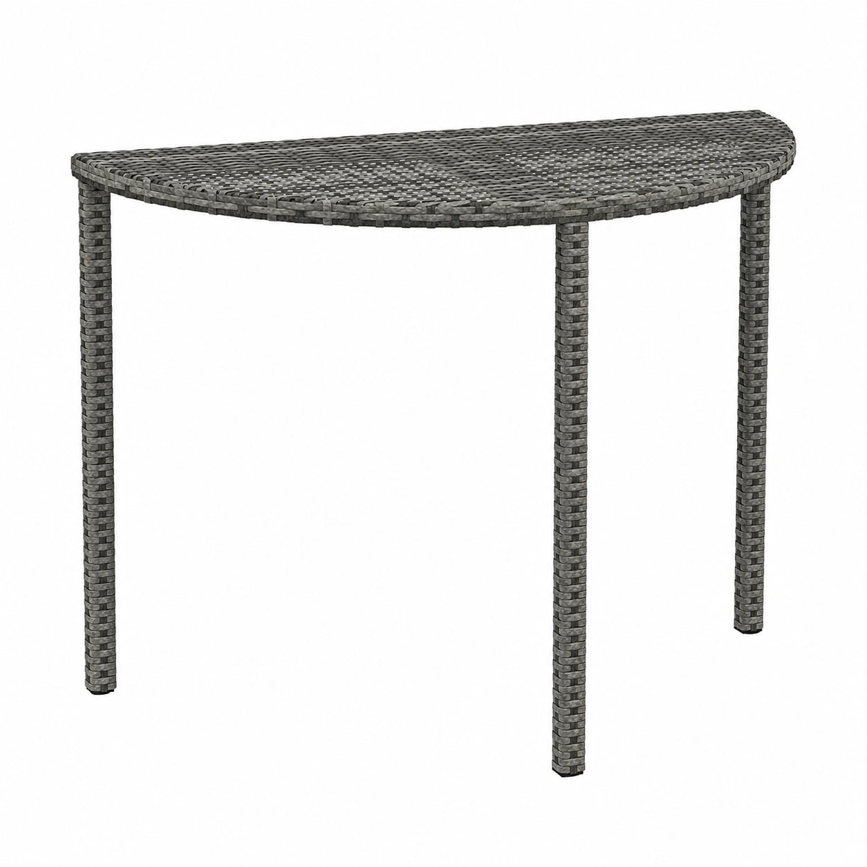 Outsunny Halbrunder Balkontisch aus Polyrattan in Grau