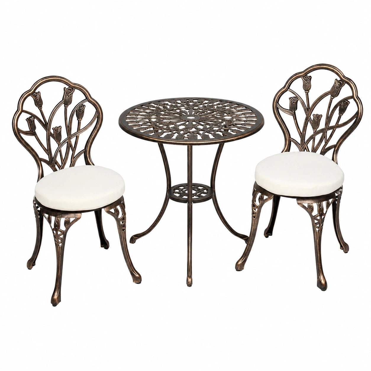 Hochwertiges Bistro-Set aus Aluminium, wetterfest, inkl. Kissen, für Garten & Balkon