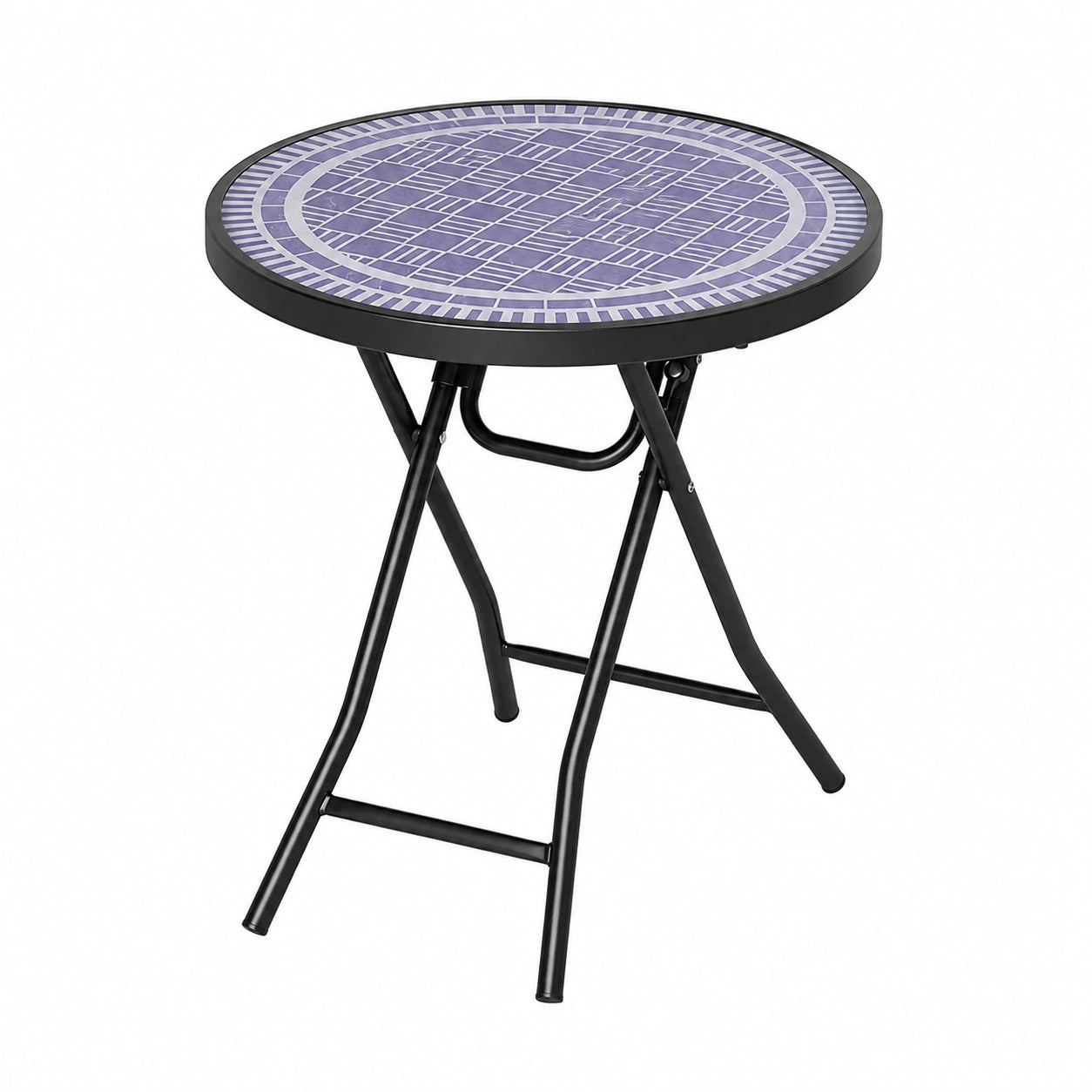 Runder klappbarer Beistelltisch aus Metall und Glas für Garten und Balkon