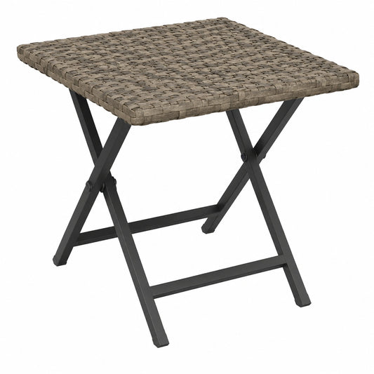 Hochwertiger Klapptisch aus Poly-Rattan für Garten und Terrasse, grau