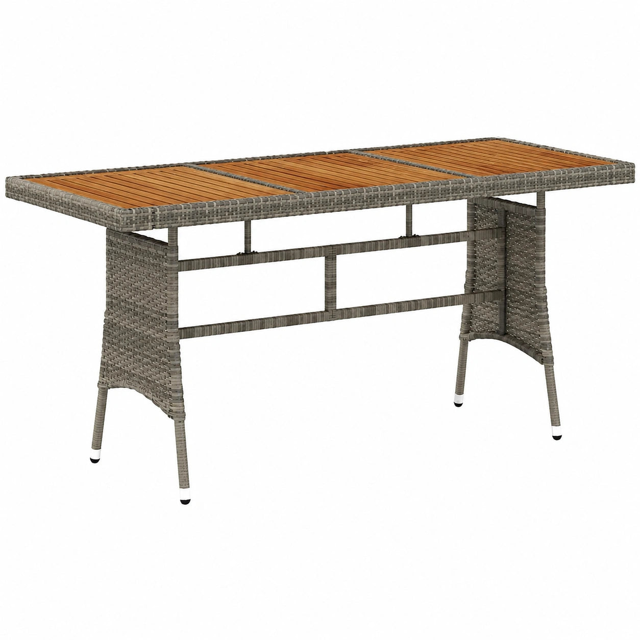Moderner Gartentisch aus Akazienholz, 160x70x72 cm, Grau
