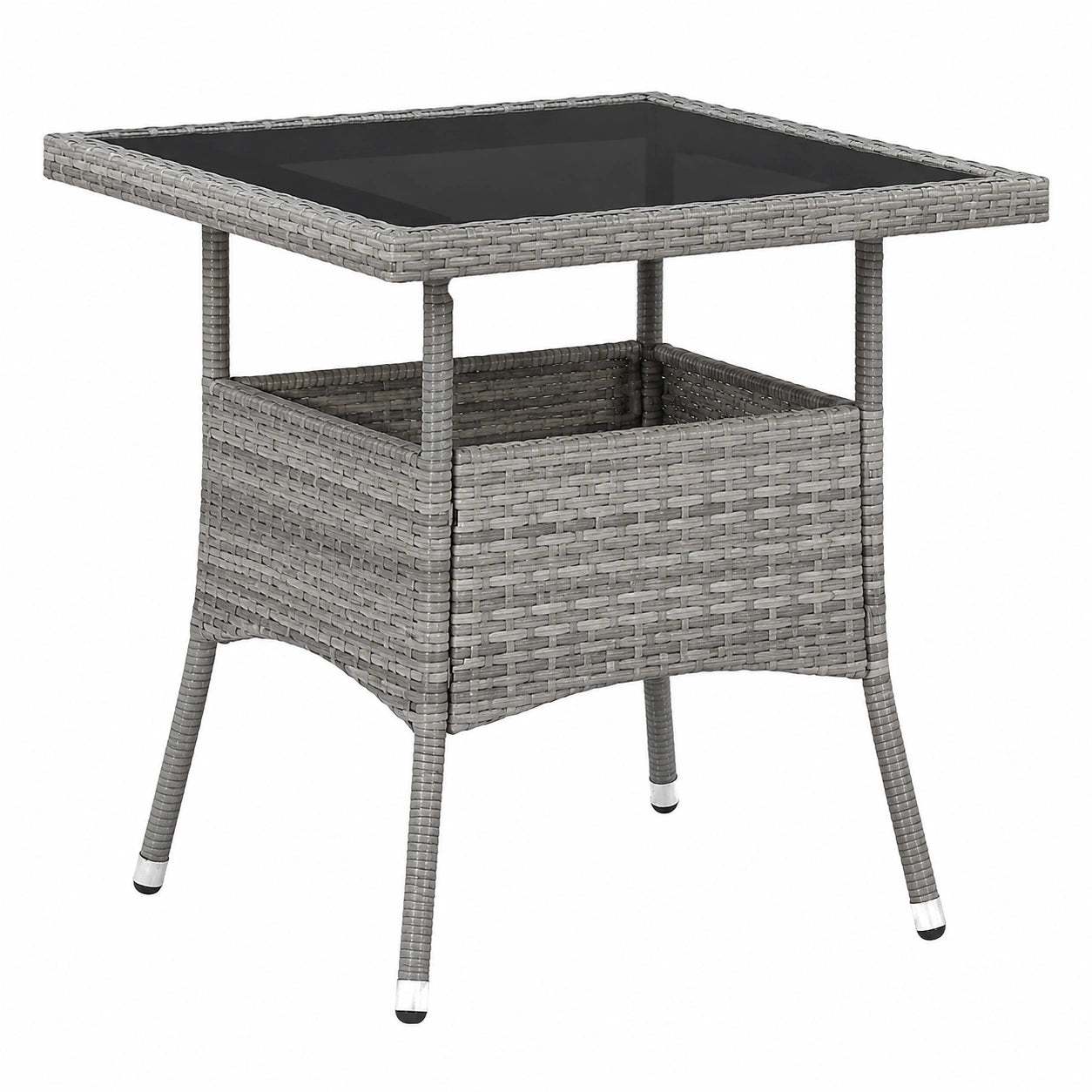 Moderner Gartentisch aus Poly Rattan für 4 Personen - Grau, 80x80x75cm