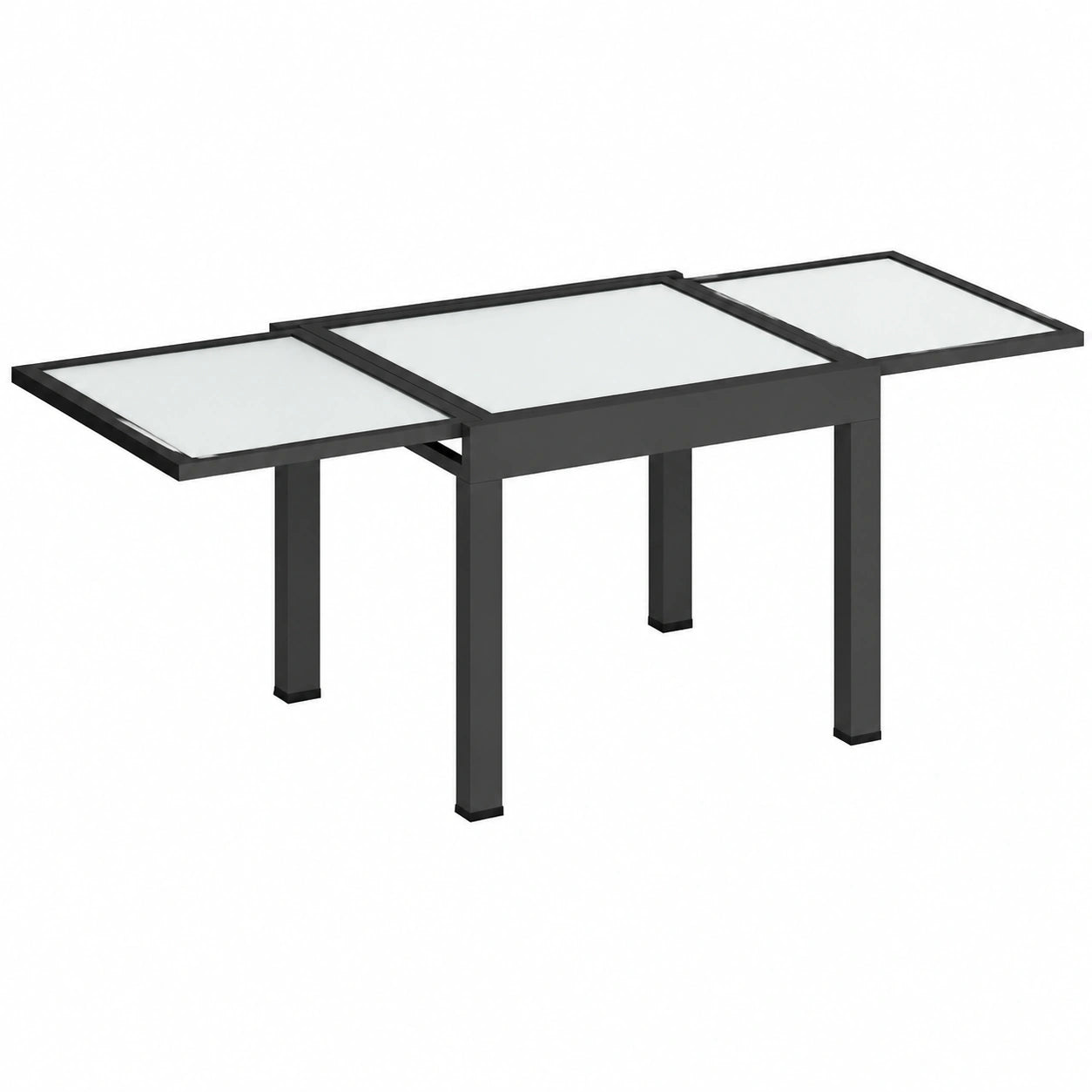 Outsunny Klappbarer Gartentisch mit Glassplatte, Esstisch für Balkon und Terrasse, 160 x 80 x 75 cm