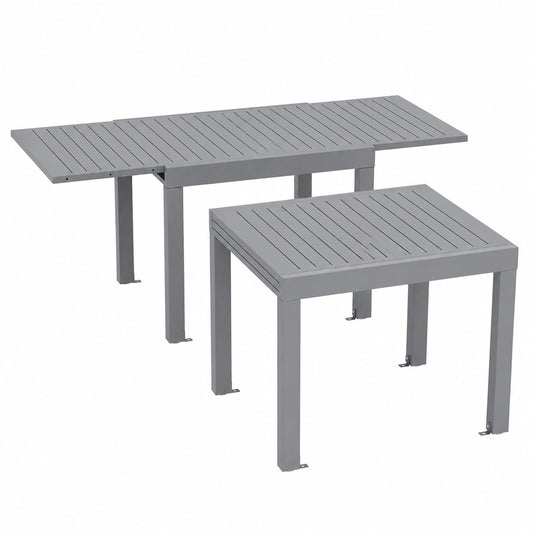 Devoko Ausziehbarer Gartentisch, Aluminium, Wetterfest, 80/160 x 75cm, Silbergrau