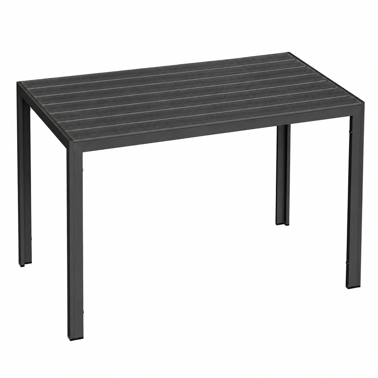 Moderner WOLTU Esstisch aus Aluminium und WPC für Balkon und Terrasse, für 4-6 Personen, Schwarz, 116x74x70 cm