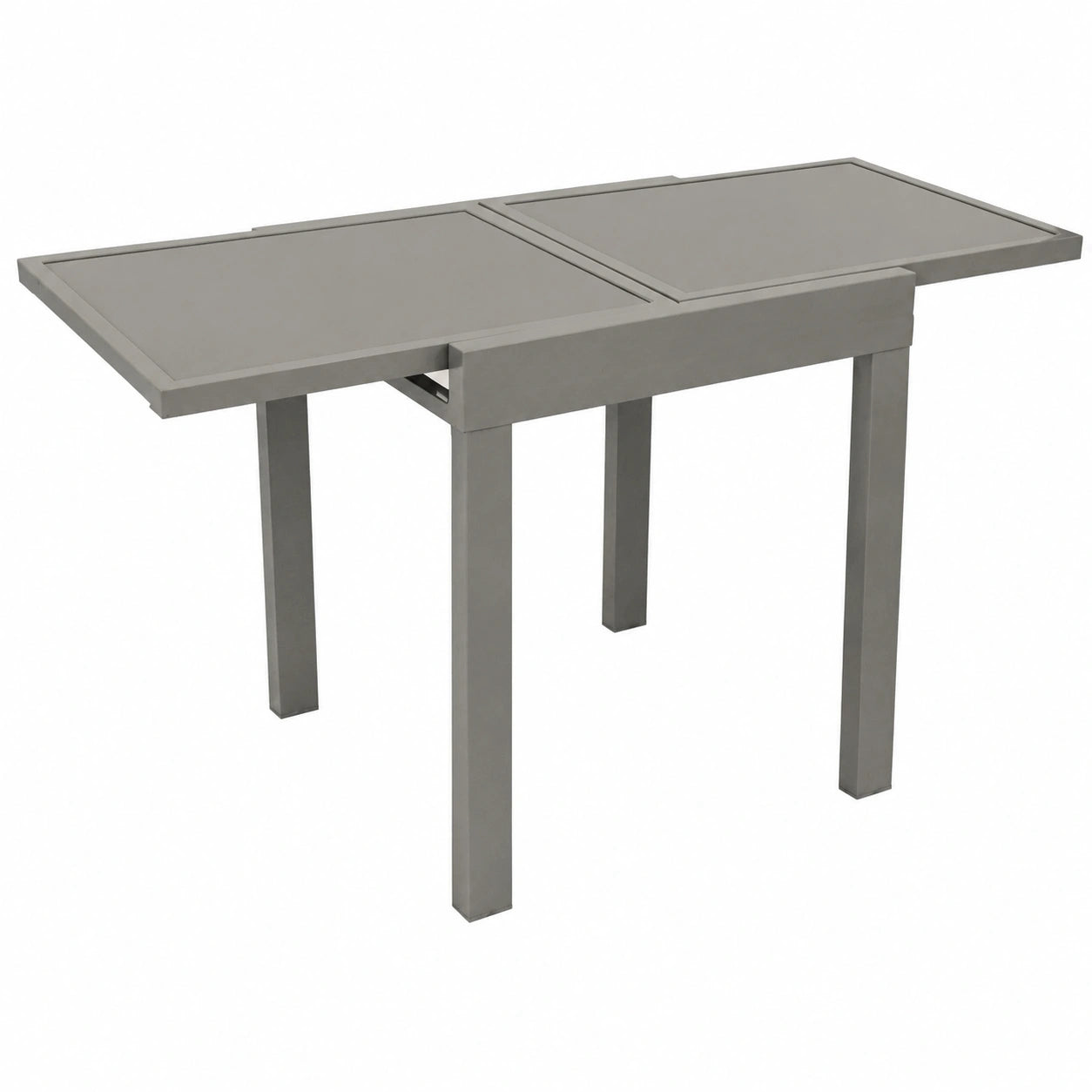 Verlängerungstisch mit Aluminiumrahmen und Sicherheitsglas, 65-130x65x74 cm