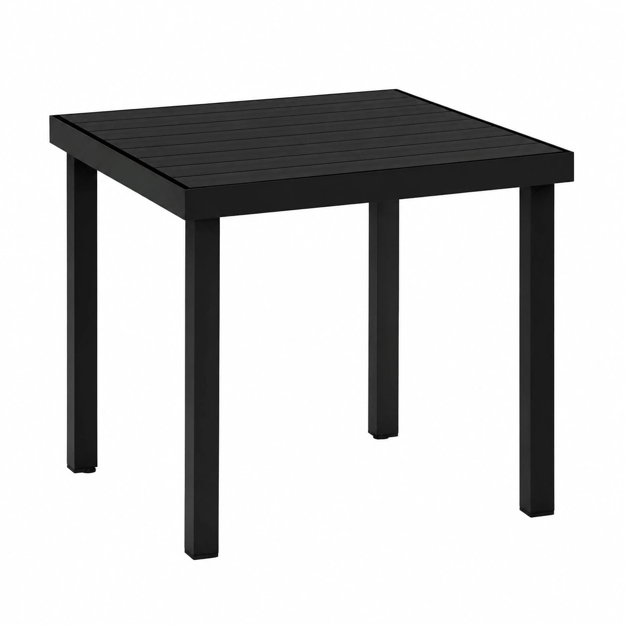 Outsunny 6-Personen Gartentisch aus Aluminium, witterungsbeständig, in Schwarz und Naturfarben, 80 x 80 x 74 cm