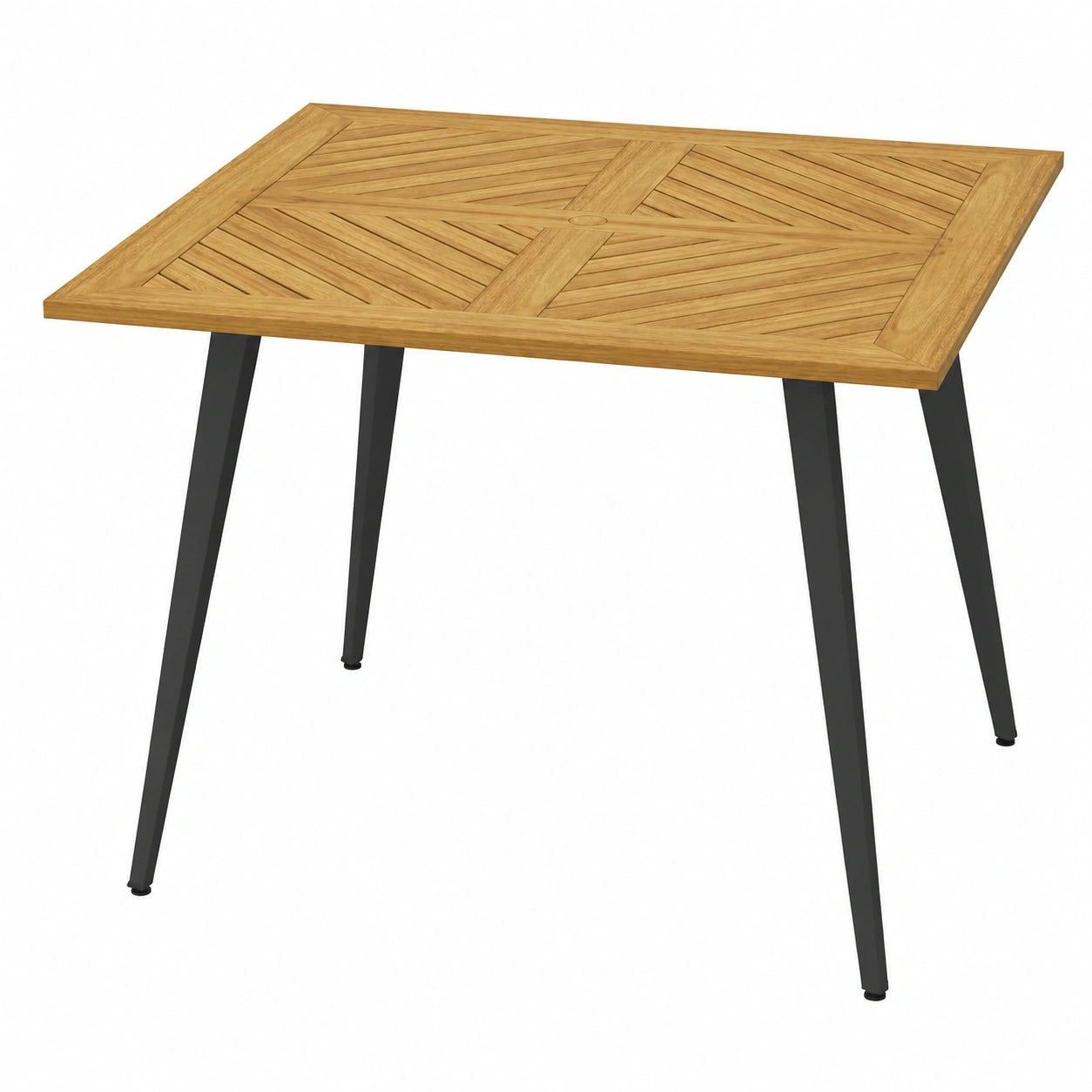 KOMFOTTEU Akazienholz Gartentisch mit Sonnenschirmloch, Holztisch für 4-8 Personen, Terrassentisch für Außenbereiche