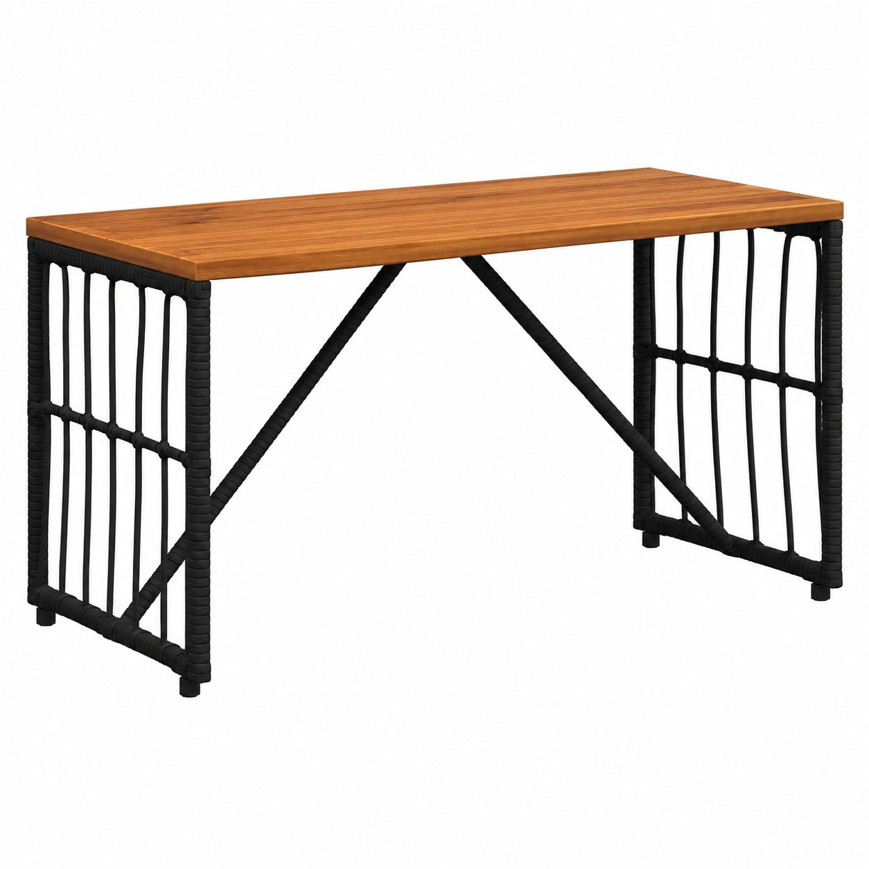 Wetterfester Akazien-Gartentisch 80x40 cm, Schwarz, für Terrasse und Outdoor