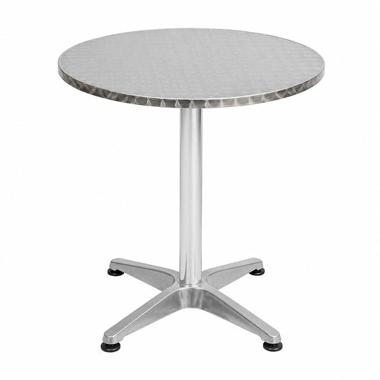 Klappbarer Bistro- und Gartentisch, höhenverstellbar, rund, Ø 60 cm, Silber