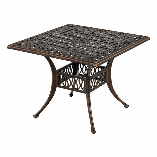 GIANTEX Quadratischer Gartentisch aus Aluminium, 80 cm Balkontisch mit Sonnenschirmloch, Wetterfester Bistrotisch mit Verstellbaren Füßen