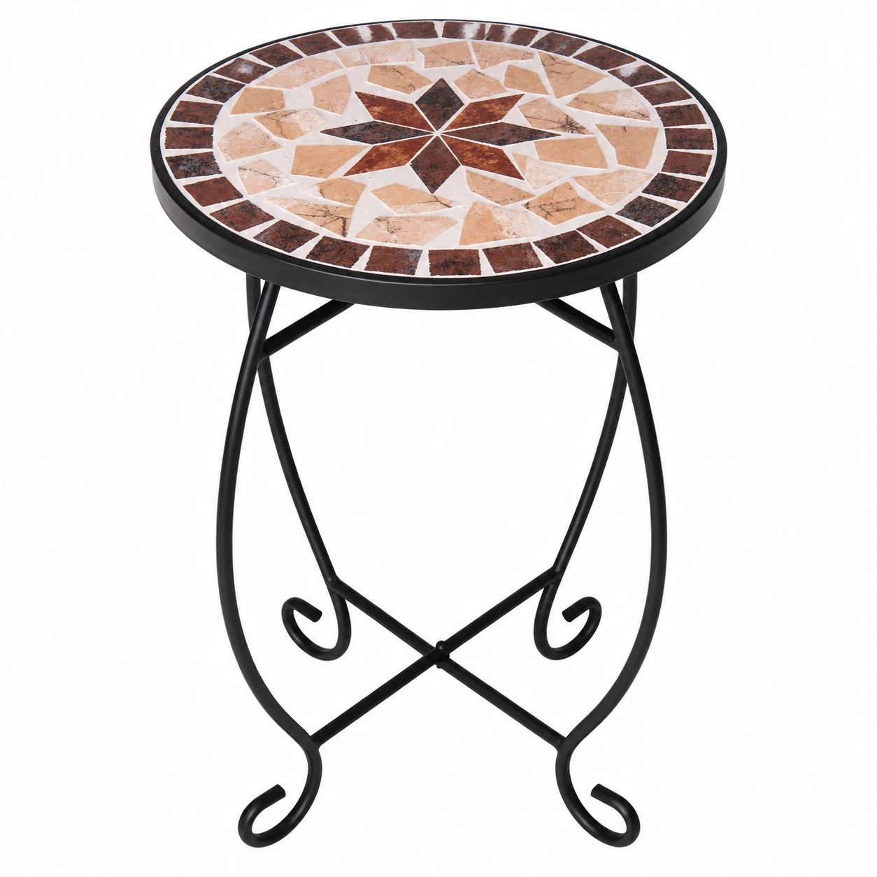 Runder Mosaik-Gartentisch für Balkon und Terrasse