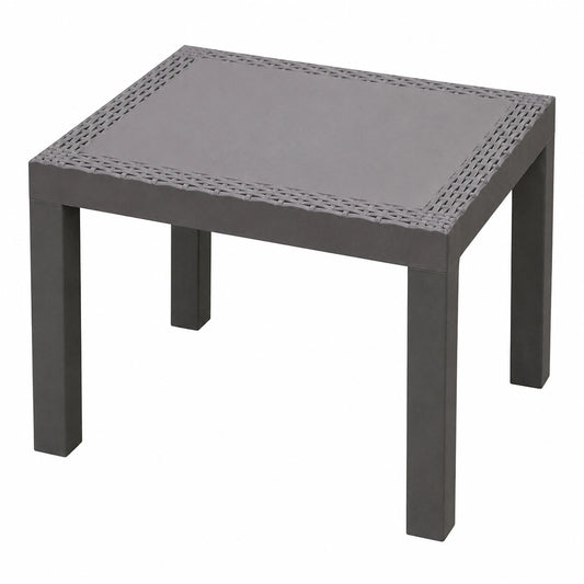 Moderner Rattan-Optik Gartentisch in Anthrazit - Wetterfester Kunststoff Beistelltisch 59x46 cm