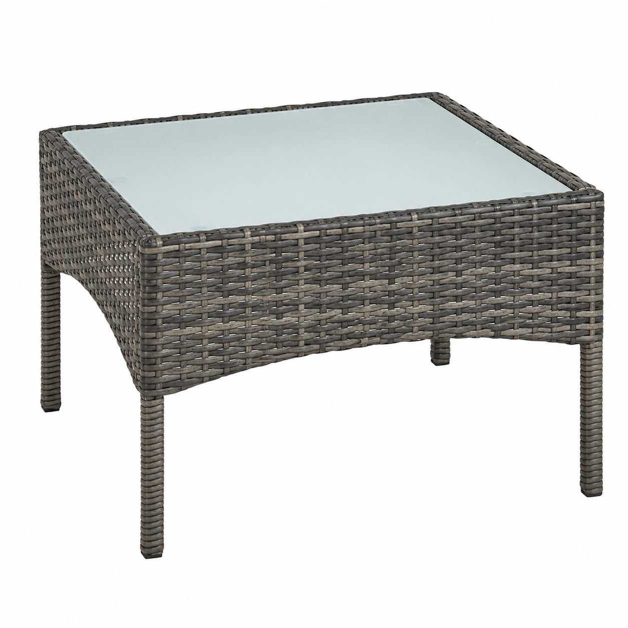 Polyrattan Beistelltisch für Garten und Balkon in Anthrazit-Grau