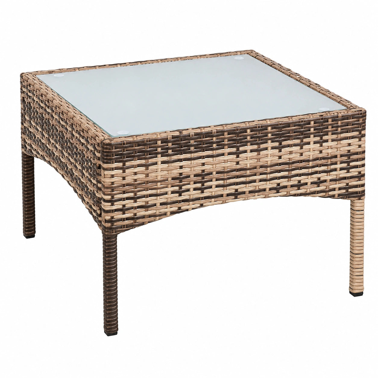 ESTEXO Rattan Beistelltisch für Garten und Balkon, Beige/Braun